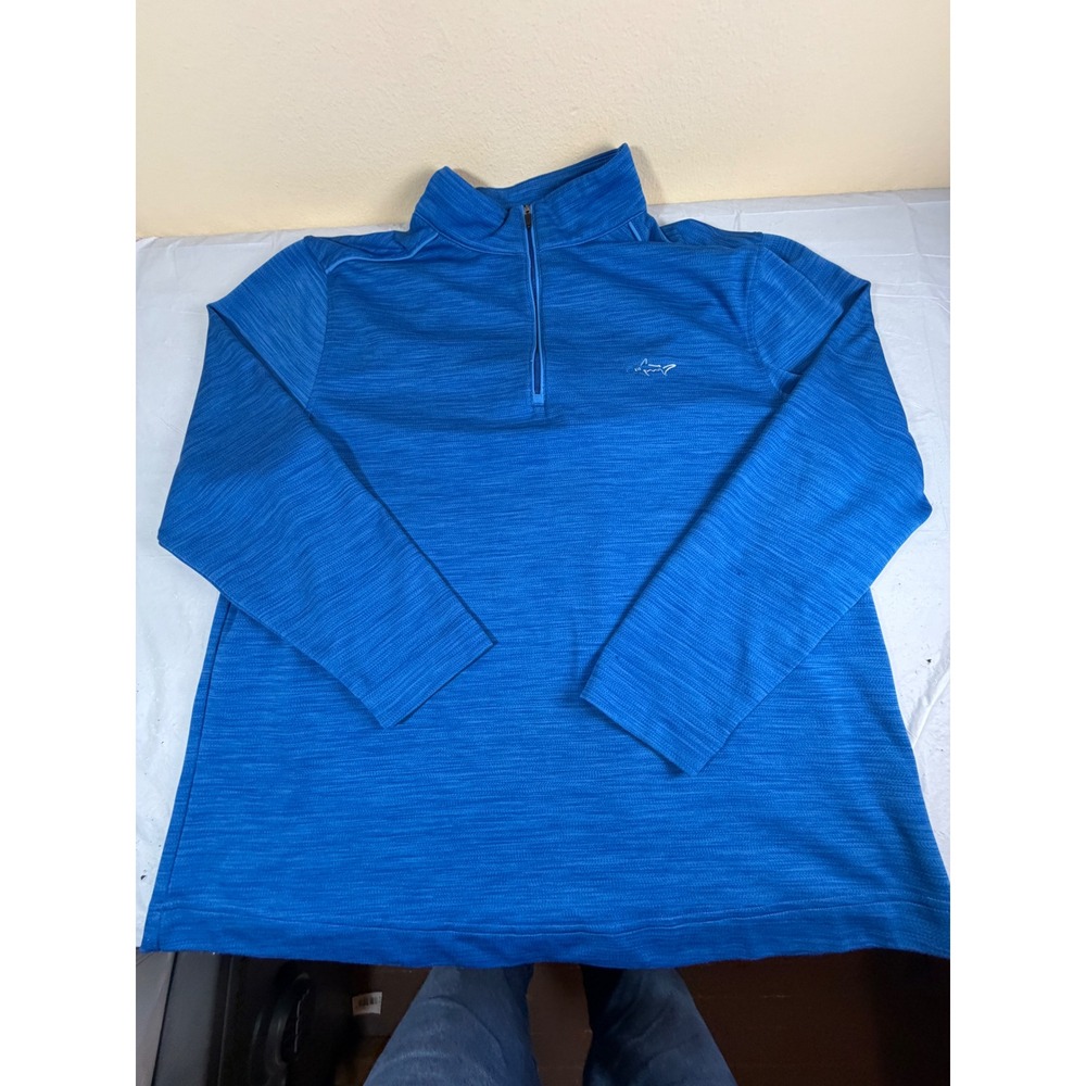 Greg Norman Play Dry Mens XL Blue Quarter Zip Pullover Golf Shirt Long Sleeve
